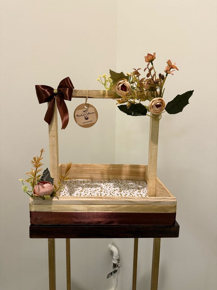 Gift basket with brown bow