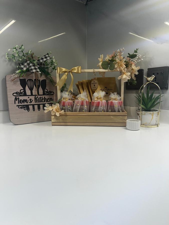Gift basket in a kitchen corner
